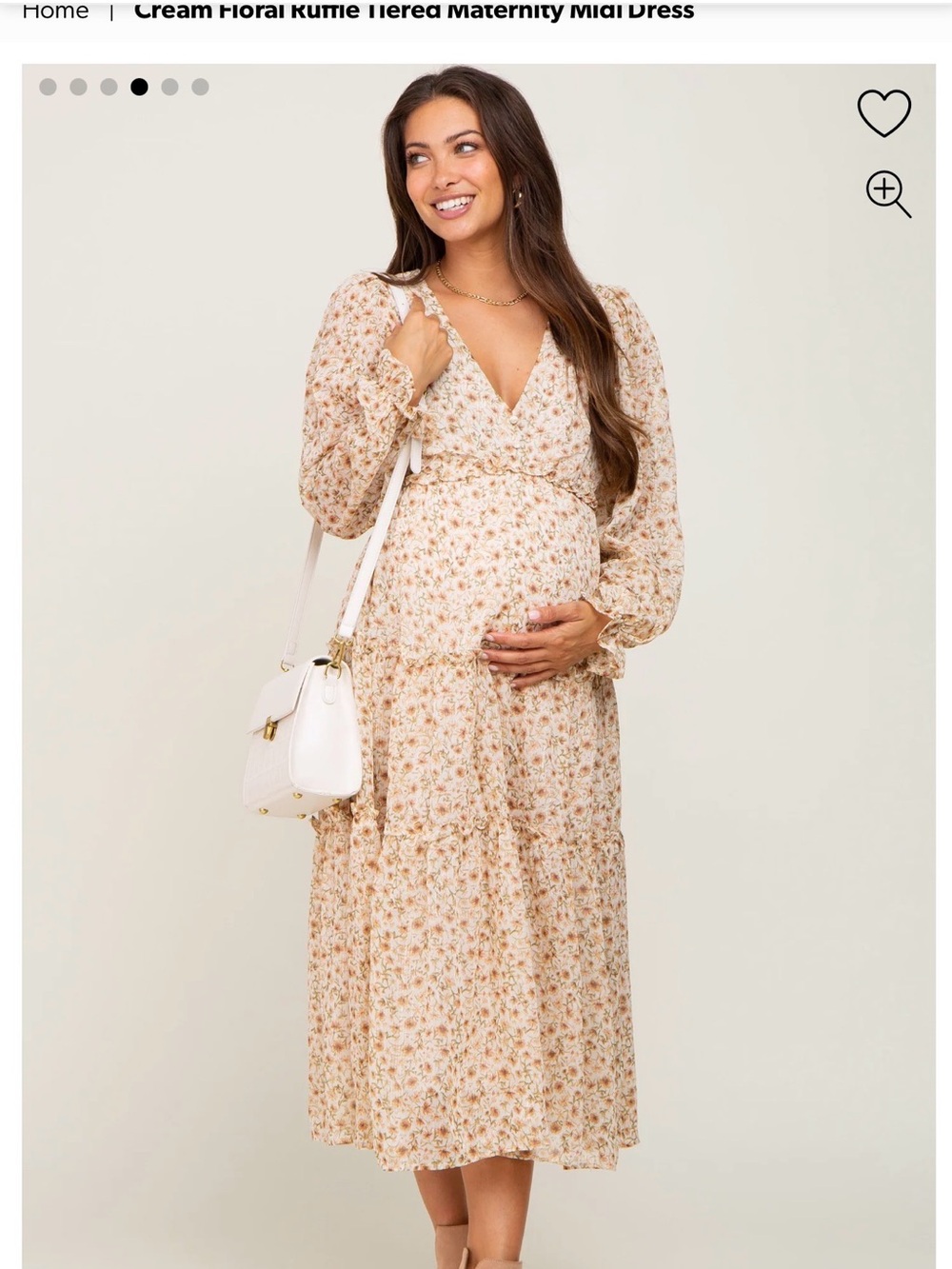 Pinkblush Maternity Dress Cream Floral V-Neck Tiered Maxi Dress